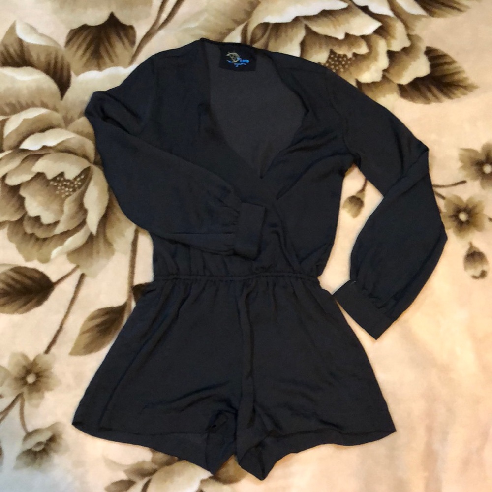 Vintage Blue life long sleeve deep V jumper